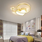 Contemporary Creative Cartoon Kids Circle Love Wings Iron Acrylic LED Flush Mount Ceiling Light For Living Room
