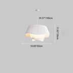 Contemporary Scandinavian Round Table Double Layer Wave Base Iron Fabric Acrylic 4-Light Pendant Light For Living Room