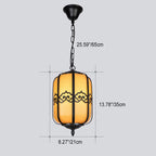 Traditional Chinese Cylinder Waterproof Striped Cloud Aluminum Faux Dolomite 1-Light Pendant Light For Outdoor Patio