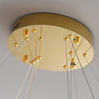 Modern Luxury Ring Rectangle Hardware Crystal LED Pendant Light Island Light For Dining Room