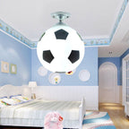 Modern Minimalist Kids Round Football Disc Base Iron Glass 1-Light Semi-Flush Mount Ceiling Light For Bedroom