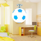 Modern Minimalist Kids Round Football Disc Base Iron Glass 1-Light Semi-Flush Mount Ceiling Light For Bedroom