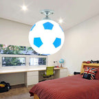 Modern Minimalist Kids Round Football Disc Base Iron Glass 1-Light Semi-Flush Mount Ceiling Light For Bedroom