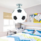 Modern Minimalist Kids Round Football Disc Base Iron Glass 1-Light Semi-Flush Mount Ceiling Light For Bedroom