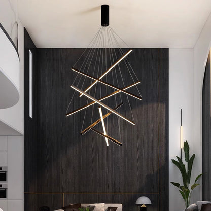 Contemporary Scandinavian Rectangular Long Combination Cylinder Base Aluminum Acrylic LED Chandelier Island Light for Living Room
