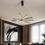 Contemporary Scandinavian Rectangular Long Combination Cylinder Base Aluminum Acrylic LED Chandelier Island Light for Living Room Lumendat