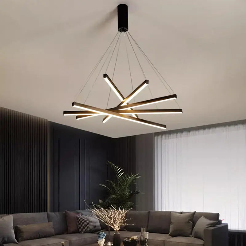 Contemporary Scandinavian Rectangular Long Combination Cylinder Base Aluminum Acrylic LED Chandelier Island Light for Living Room Lumendat