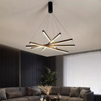 Contemporary Scandinavian Rectangular Long Combination Cylinder Base Aluminum Acrylic LED Chandelier Island Light for Living Room Lumendat