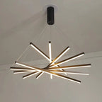 Contemporary Scandinavian Rectangular Long Combination Cylinder Base Aluminum Acrylic LED Chandelier Island Light for Living Room Lumendat