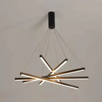 Contemporary Scandinavian Rectangular Long Combination Cylinder Base Aluminum Acrylic LED Chandelier Island Light for Living Room Lumendat