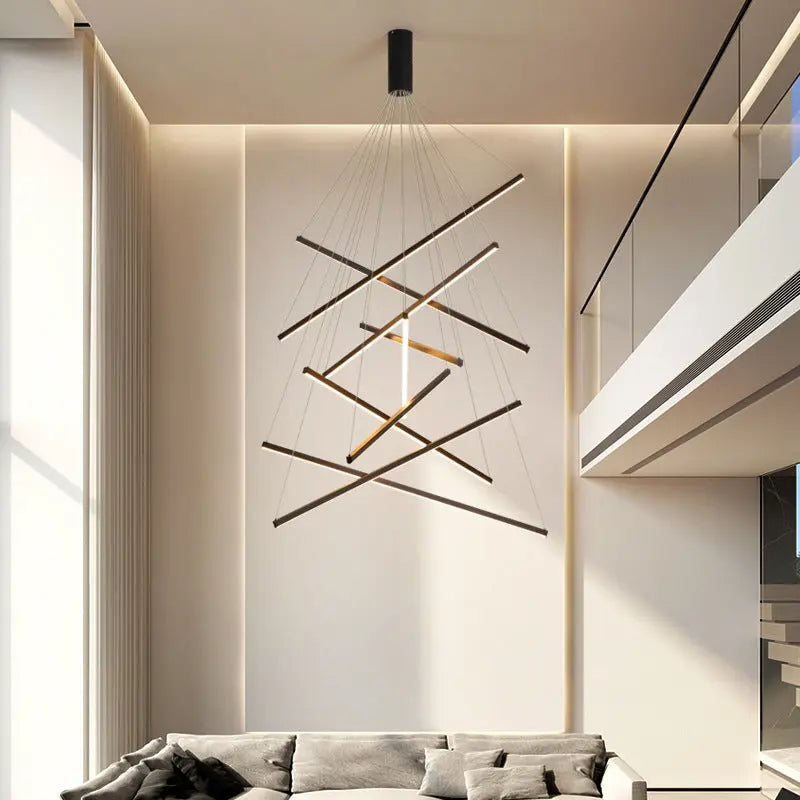 Contemporary Scandinavian Rectangular Long Combination Cylinder Base Aluminum Acrylic LED Chandelier Island Light for Living Room Lumendat