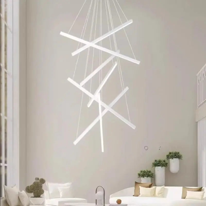 Contemporary Scandinavian Rectangular Long Combination Cylinder Base Aluminum Acrylic LED Chandelier Island Light for Living Room Lumendat