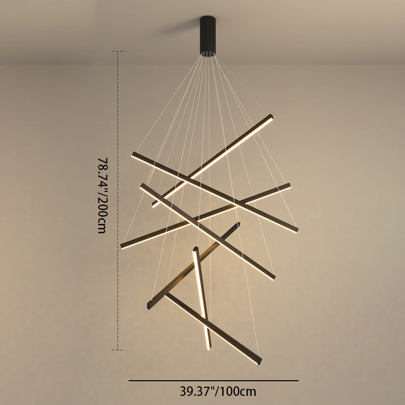Contemporary Scandinavian Rectangular Long Combination Cylinder Base Aluminum Acrylic LED Chandelier Island Light for Living Room