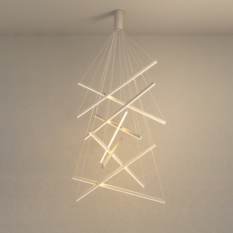 Contemporary Scandinavian Rectangular Long Combination Cylinder Base Aluminum Acrylic LED Chandelier Island Light for Living Room