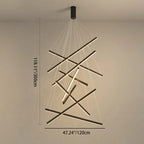 Contemporary Scandinavian Rectangular Long Combination Cylinder Base Aluminum Acrylic LED Chandelier Island Light for Living Room Lumendat