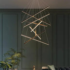 Contemporary Scandinavian Rectangular Long Combination Cylinder Base Aluminum Acrylic LED Chandelier Island Light for Living Room Lumendat