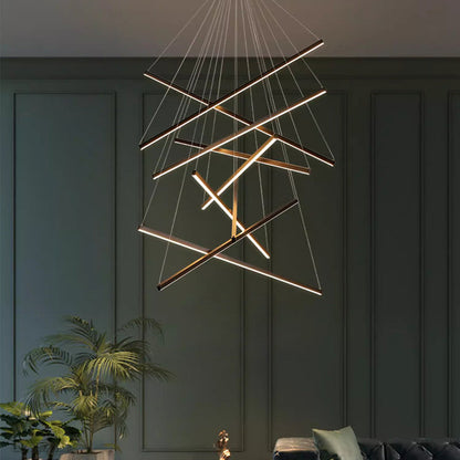 Contemporary Scandinavian Rectangular Long Combination Cylinder Base Aluminum Acrylic LED Chandelier Island Light for Living Room