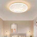 Modern Minimalist Kids Round Moon Meteor Star Iron Acrylic LED Flush Mount Ceiling Light For Bedroom