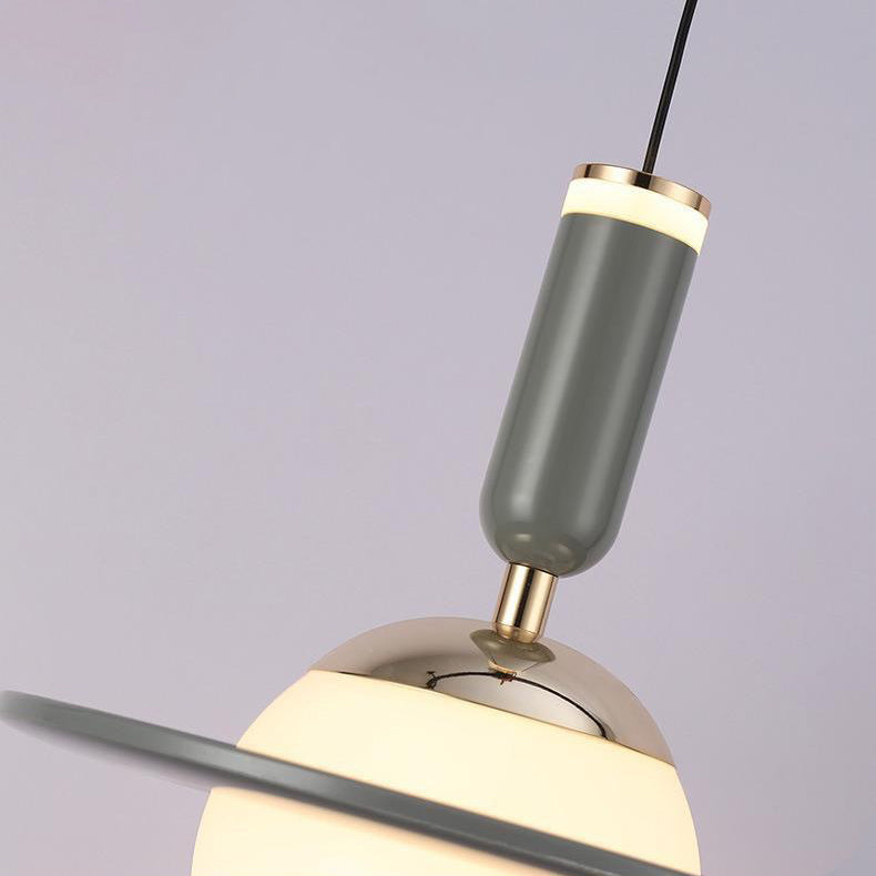 Modern Minimalist Planet Cylinder Orb Ring Aluminum Acrylic LED Pendant Light For Bedroom
