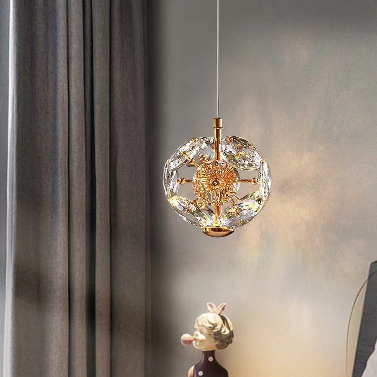 Modern Luxury Ball Multi Round Hardware Crystal LED Pendant Light For Bedroom