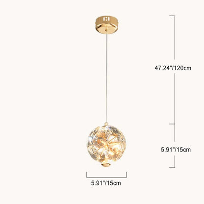 Modern Luxury Ball Multi Round Hardware Crystal LED Pendant Light For Bedroom