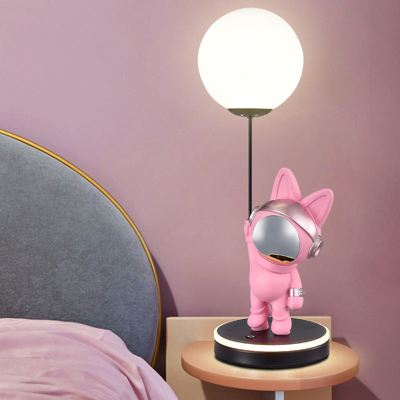Lumendat Contemporary Creative Cartoon Kids Space Rabbit Balloon Resin Plastic LED Table Lamp For Bedroom Lumendat