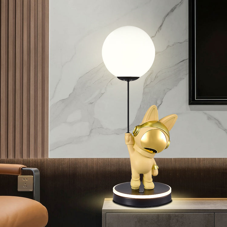Lumendat Contemporary Creative Cartoon Kids Space Rabbit Balloon Resin Plastic LED Table Lamp For Bedroom Lumendat