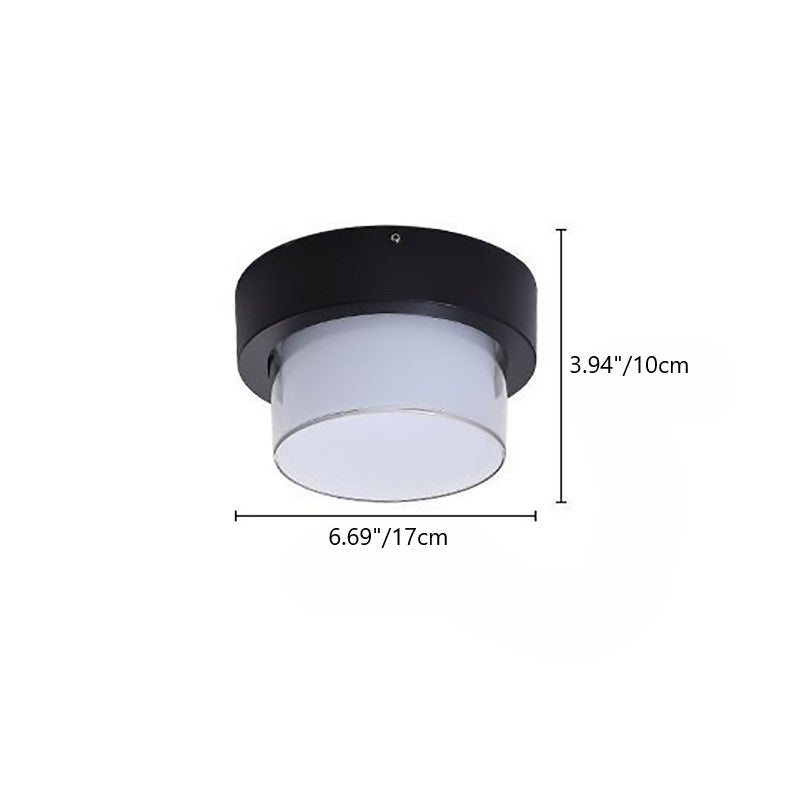 Modern Minimalist Waterproof Square Round Cylinder Die-cast Aluminum Acrylic LED Flush Mount Ceiling Light for Outdoor Patio