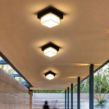 Modern Minimalist Waterproof Square Round Cylinder Die-cast Aluminum Acrylic LED Flush Mount Ceiling Light for Outdoor Patio