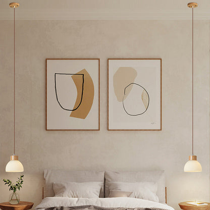 Contemporary Scandinavian Semicircle Vertical Cylinder Wood Glass 1/3 Light Pendant Light Island Light For Living Room