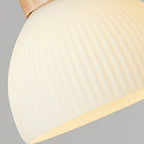 Contemporary Scandinavian Semicircle Vertical Cylinder Wood Glass 1/3 Light Pendant Light Island Light For Living Room