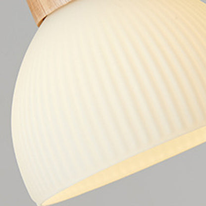 Contemporary Scandinavian Semicircle Vertical Cylinder Wood Glass 1/3 Light Pendant Light Island Light For Living Room