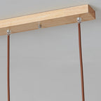 Contemporary Scandinavian Semicircle Vertical Cylinder Wood Glass 1/3 Light Pendant Light Island Light For Living Room
