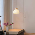 Contemporary Scandinavian Semicircle Vertical Cylinder Wood Glass 1/3 Light Pendant Light Island Light For Living Room