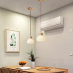 Contemporary Scandinavian Semicircle Vertical Cylinder Wood Glass 1/3 Light Pendant Light Island Light For Living Room