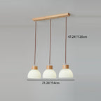 Contemporary Scandinavian Semicircle Vertical Cylinder Wood Glass 1/3 Light Pendant Light Island Light For Living Room