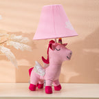 Lumendat Contemporary Creative Cartoon Kids Unicorn Round Table Clouds Iron Resin Fabric 1-Light Table Lamp For Bedroom Lumendat