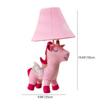 Lumendat Contemporary Creative Cartoon Kids Unicorn Round Table Clouds Iron Resin Fabric 1-Light Table Lamp For Bedroom Lumendat