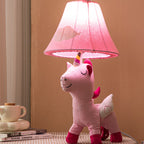 Lumendat Contemporary Creative Cartoon Kids Unicorn Round Table Clouds Iron Resin Fabric 1-Light Table Lamp For Bedroom Lumendat