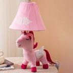Lumendat Contemporary Creative Cartoon Kids Unicorn Round Table Clouds Iron Resin Fabric 1-Light Table Lamp For Bedroom Lumendat