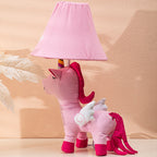Lumendat Contemporary Creative Cartoon Kids Unicorn Round Table Clouds Iron Resin Fabric 1-Light Table Lamp For Bedroom Lumendat