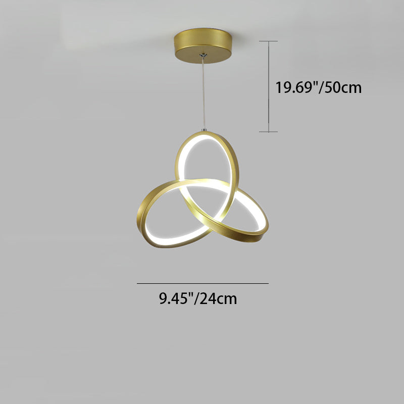 Modern Minimalist Bend Wrap Triangle Aluminum Acrylic LED Pendant Light for Living Room