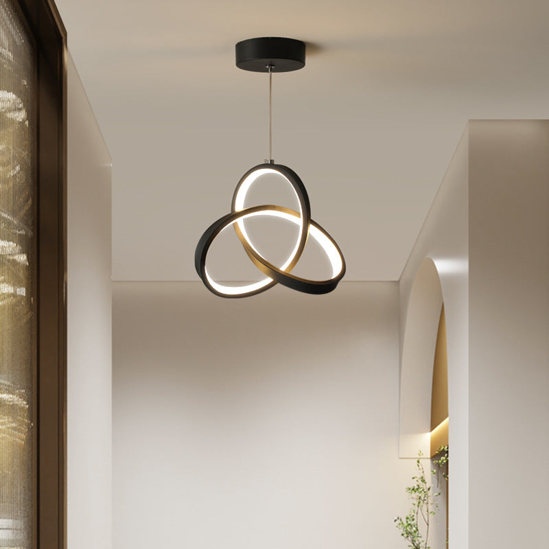 Modern Minimalist Bend Wrap Triangle Aluminum Acrylic LED Pendant Light for Living Room
