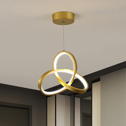 Modern Minimalist Bend Wrap Triangle Aluminum Acrylic LED Pendant Light for Living Room
