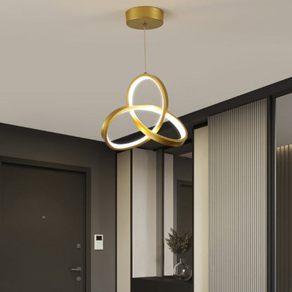 Modern Minimalist Bend Wrap Triangle Aluminum Acrylic LED Pendant Light for Living Room