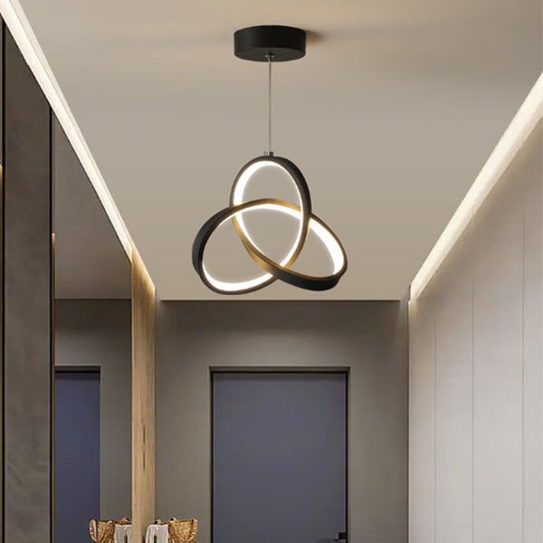 Modern Minimalist Bend Wrap Triangle Aluminum Acrylic LED Pendant Light for Living Room