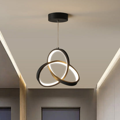 Modern Minimalist Bend Wrap Triangle Aluminum Acrylic LED Pendant Light for Living Room