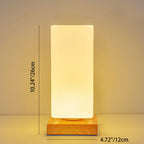 Contemporary Scandinavian Rectangular Cylinder Hollow Wood Glass LED Table Lamp For Bedroom Lumendat