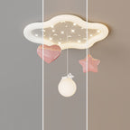Contemporary Creative Kids Warm Clouds Heart Stars Iron PE LED Flush Mount Ceiling Light For Bedroom