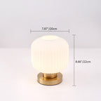 Contemporary Scandinavian Round Cylinder Striped Iron Glass 1-Light Table Lamp For Bedroom Lumendat